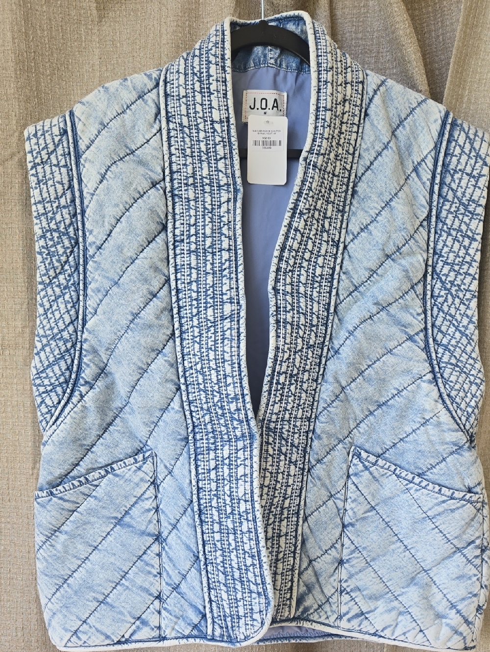 J.O.A. Light Blue Quilted Patterned Vest